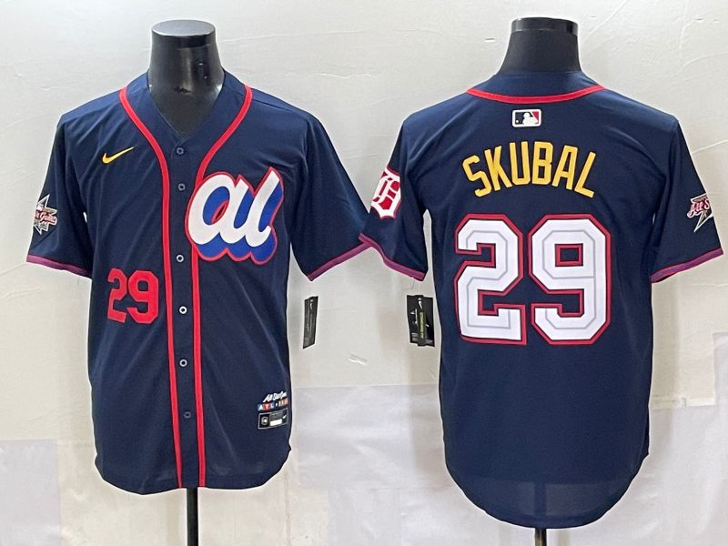 Men 2025 Detroit Tigers 29 Skubal Drak Blue All star Nike MLB Jersey style 4
